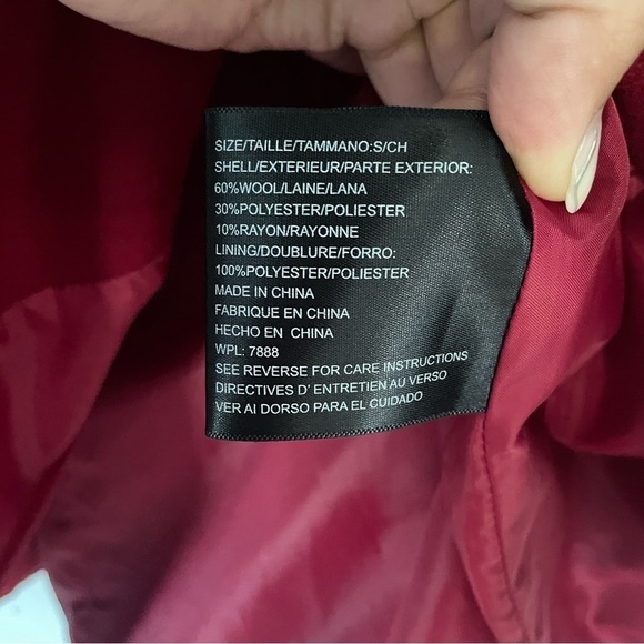 EUC Michael Kors Wool Blend Pea Coat in Cherry Red Size Small - Picture 7 of 8